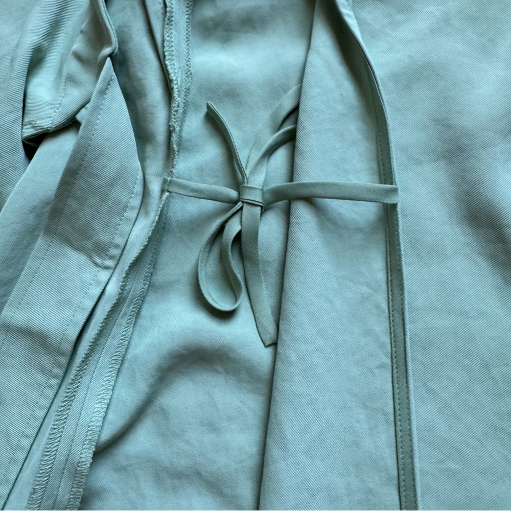 Everlane The Japanese GoWeave Wrap Dress Sz 12 Sage Green Midi Sleeveless - Picture 8 of 14